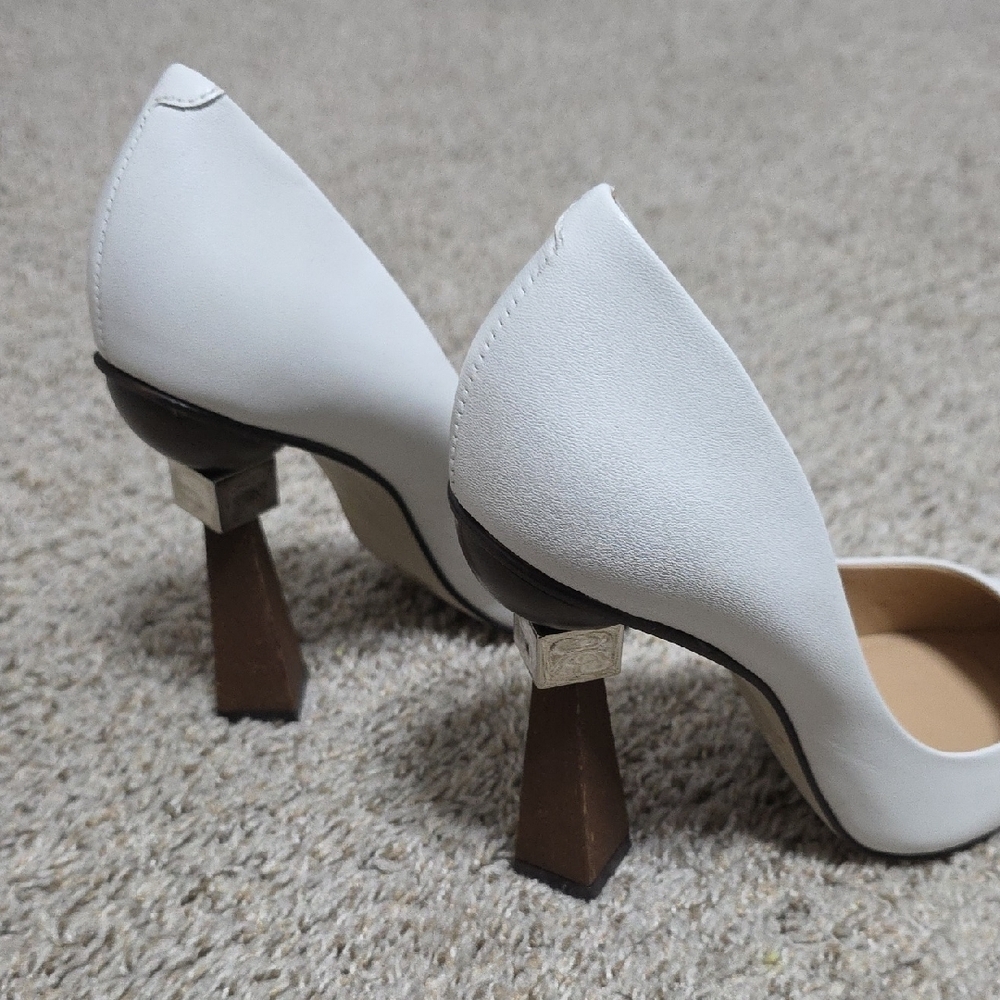 White Leather Pumps - Picture 2 of 3
